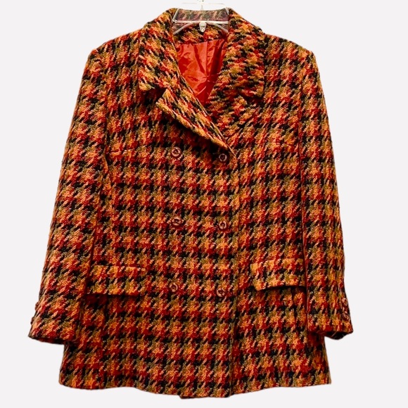 Vintage Jacobson’s Greenlea Original Wool Houndstooth Double Breasted Coat - Picture 1 of 7